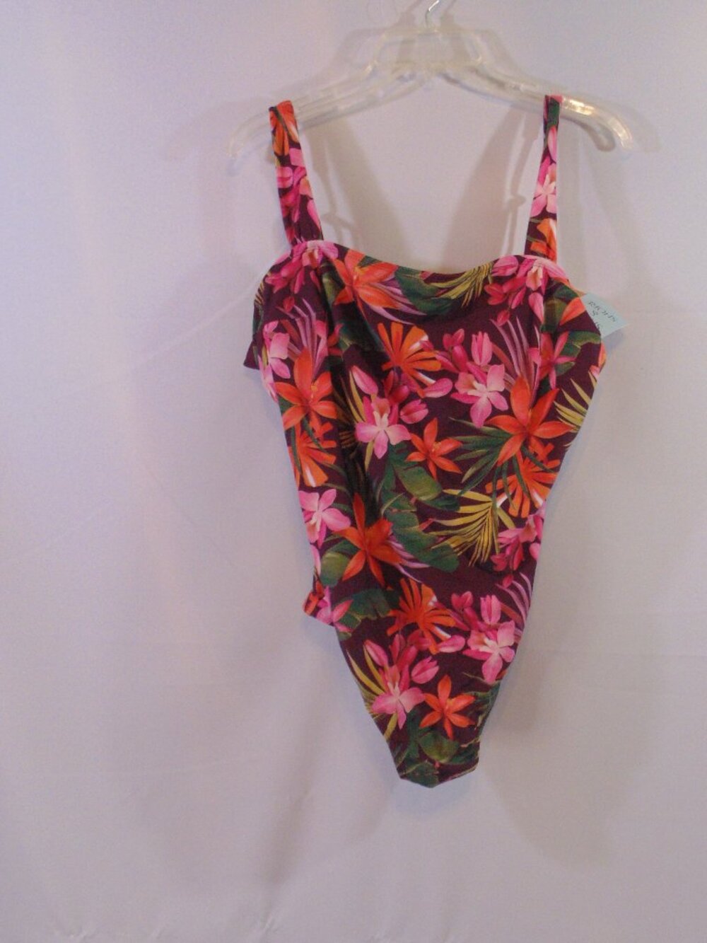NWT Shade And Shore Women’s One Piece Swimsuit Maroon Floral Size XL (16)